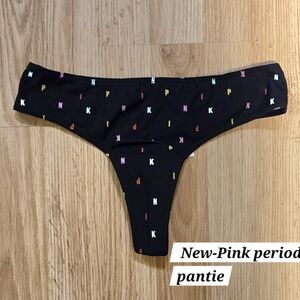 Black Kids Thong Panty with Multicolor Letter Print